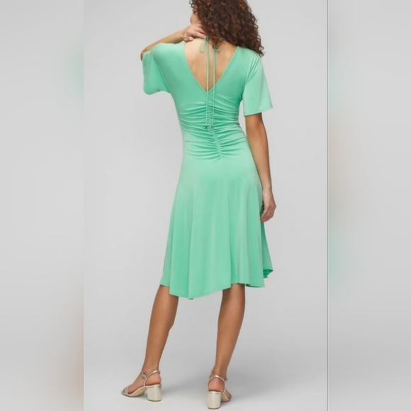 WHBM Lush Jade Rusched Front & Back Flowy Whimsy Flutter Dainty Dress Sz:Large - Picture 15 of 16